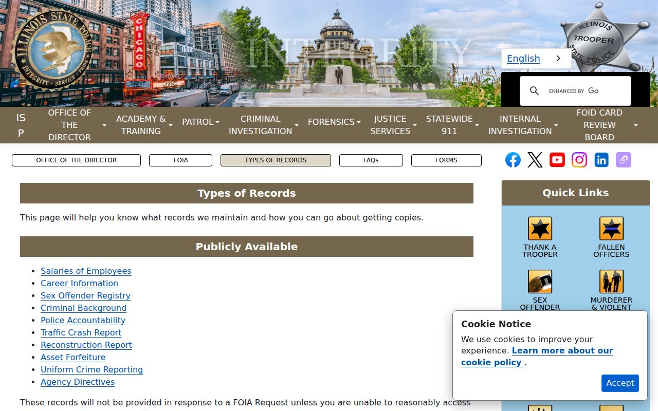 Kankakee County arrest records and Illinois State Police request routes