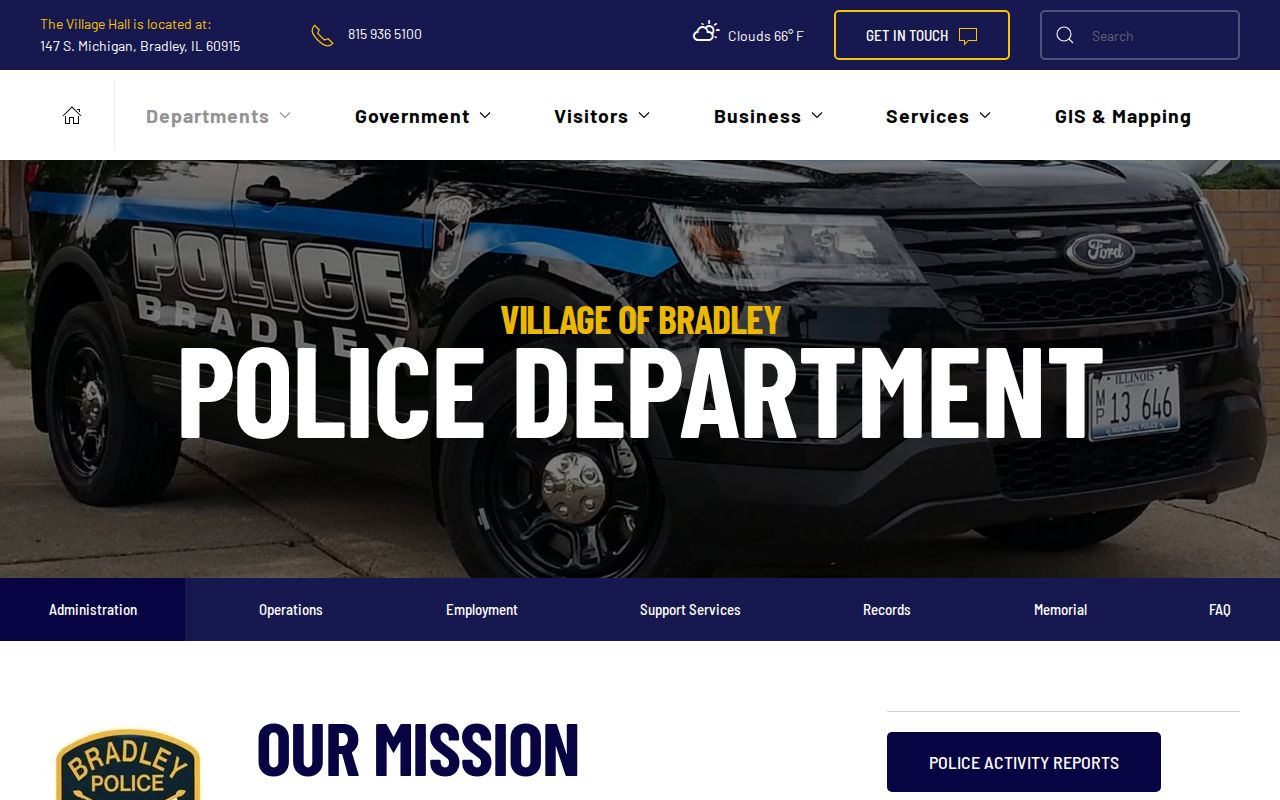 Official Bradley Police Department criminal records webpage
