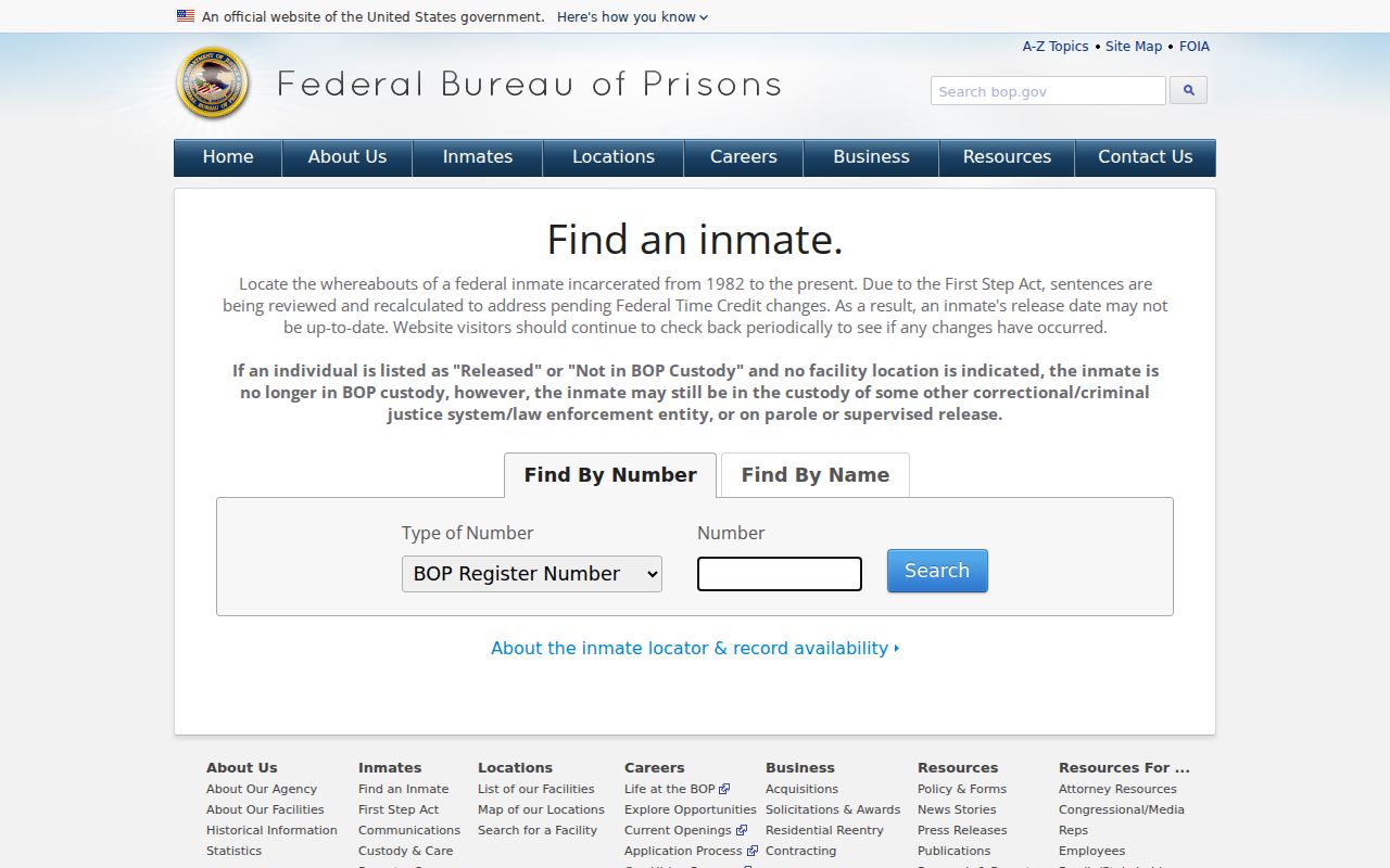 Bradley custody records and Federal Bureau of Prisons inmate locator