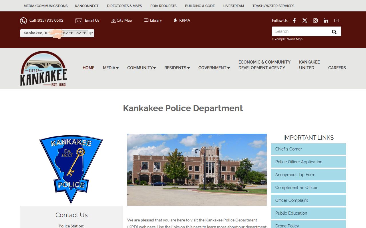Official Kankakee Police Department criminal records webpage