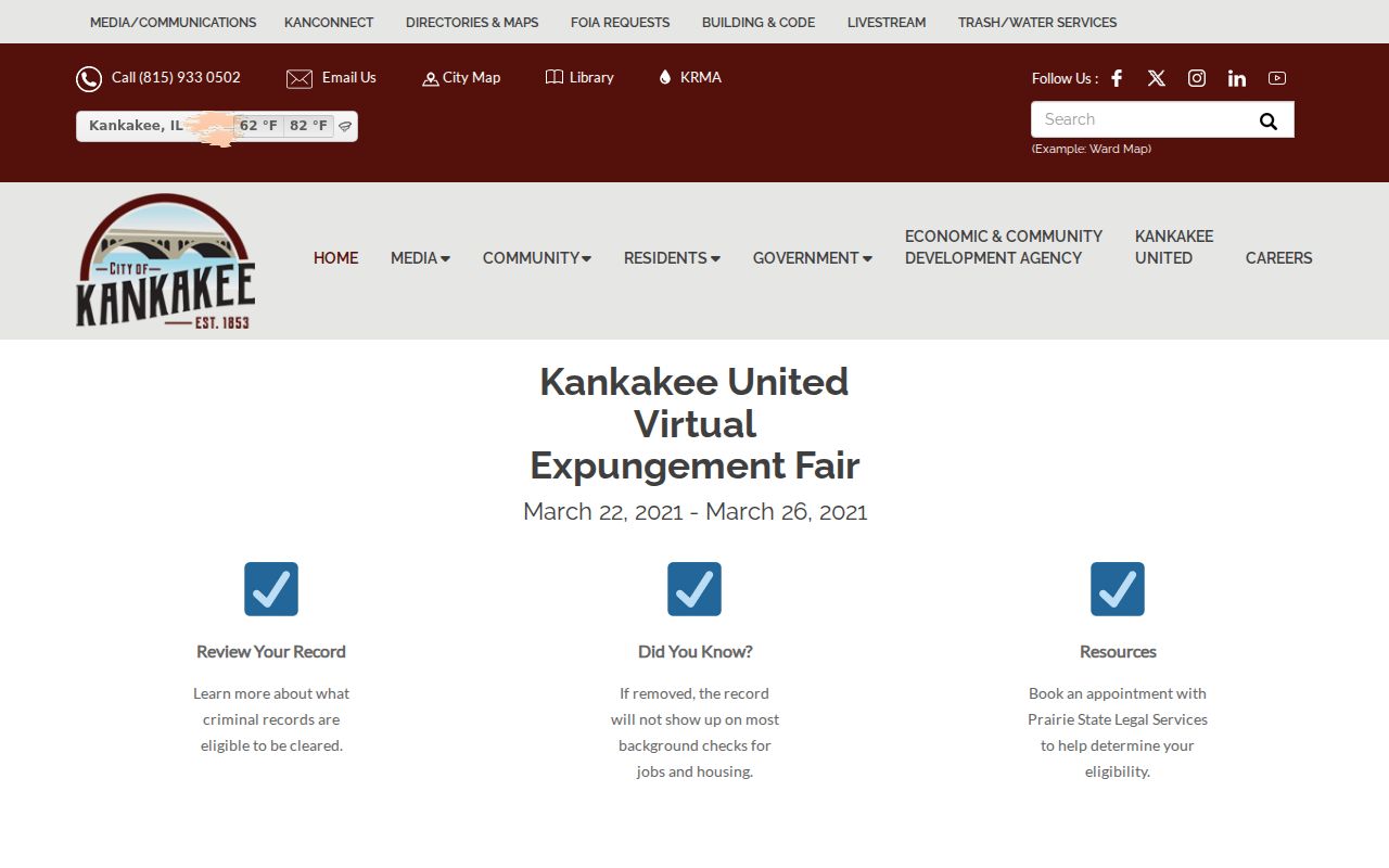 City of Kankakee criminal-record expungement instructions