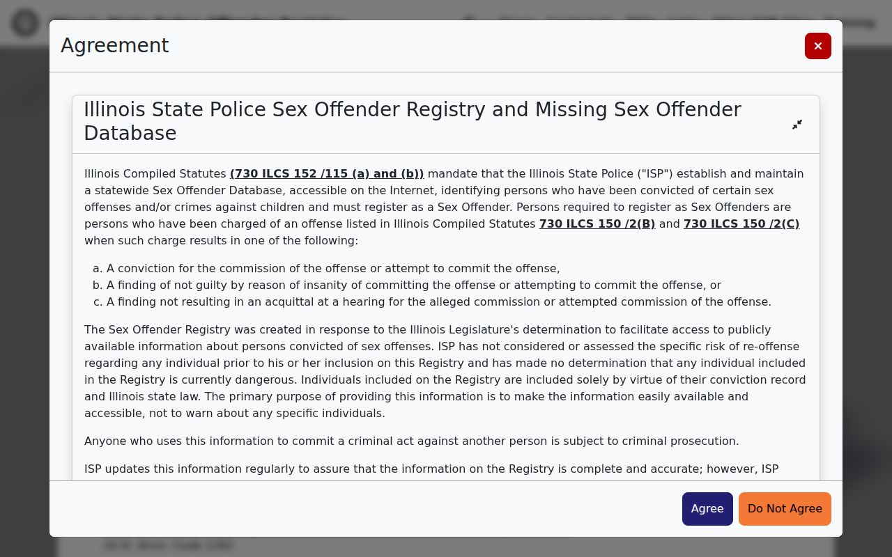 Kankakee County sex offender registry search interface